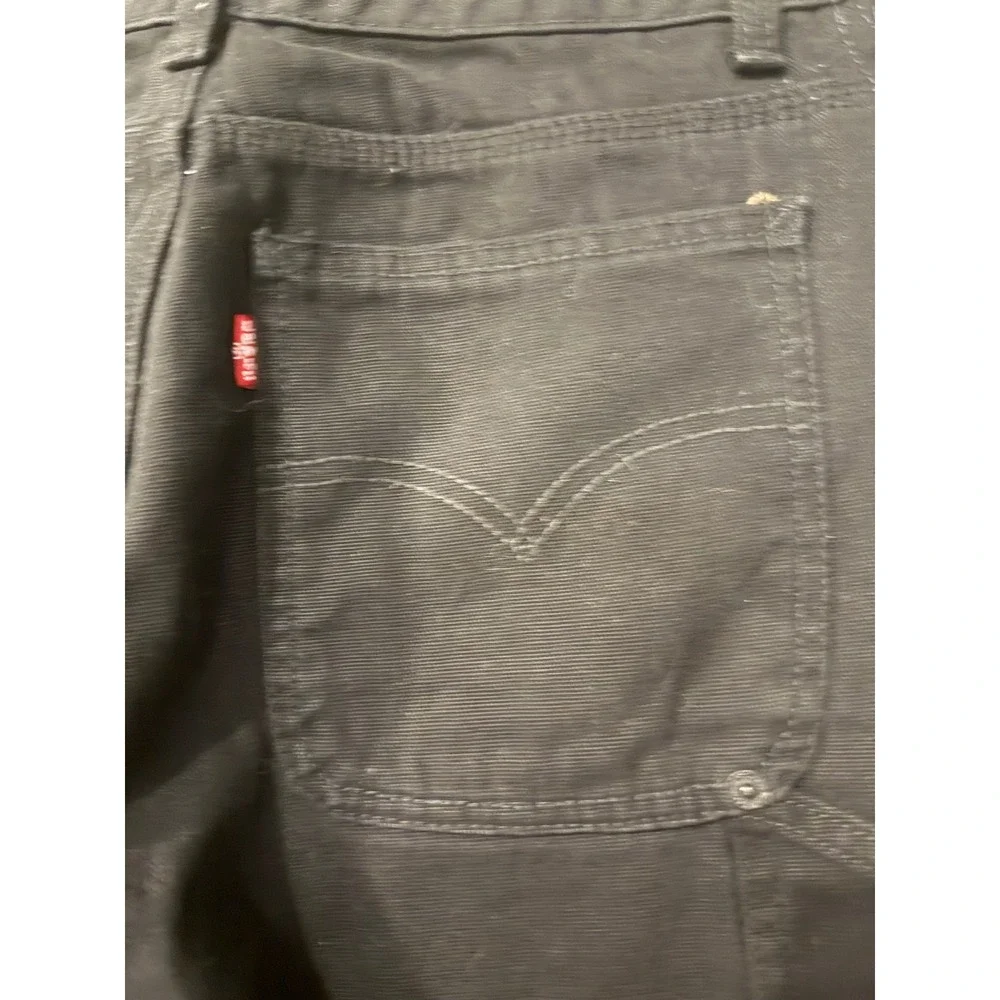 Levis Red Tab Carpenter Pants Mens 31x25 Black Canvas Utility Workwear Straight